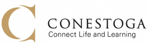 Conestoga logo. Capital letter C with title Conestoga College beneath and then the tagline Connect Life and Learning beneath that.