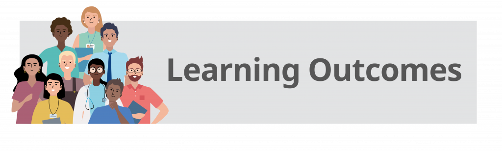 To the left of this graphic is an illustration of nine interprofessional long-term care team members. To the right is the sub-heading: Learni.