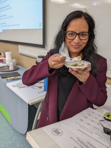 Shilpi Majumder, Host of judging event, tasting a dish