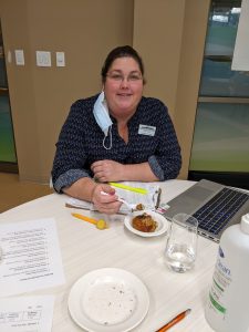 Becky Golbeck, Food Services Manager, judging a dish