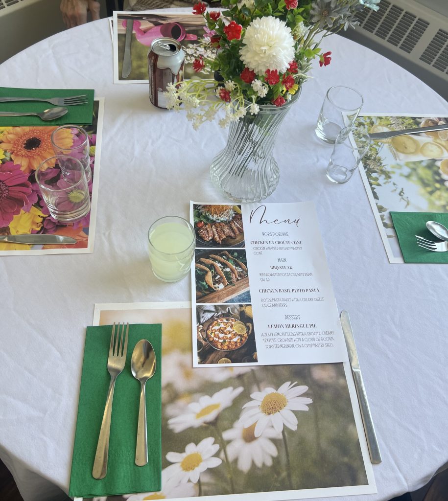 The table is set for a special meal, requested by residents.